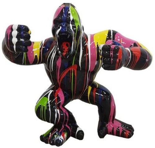 Casa Padrino Designer Deko Skulptur Gorilla Affe Schwarz / Mehrfarbig 125 x 60 x H. 102 cm - Wetterbest�ndige Dekofigur