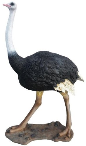 Casa Padrino Deko Skulptur Strau� Vogel Mehrfarbig H. 205 cm - Lebensgro�e Deko Tierfigur - Wetterbest�ndige Gartendekofigur