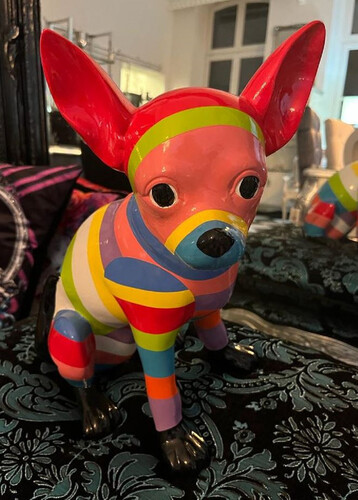 Casa Padrino Luxus Dekofigur Chihuahua Hund Mehrfarbig H. 39 cm