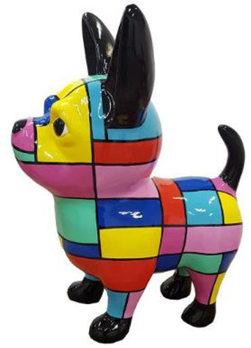 Casa Padrino Designer Dekofigur Chihuahua Hund Mehrfarbig H. 55 cm - Wetterbest�ndige Deko Skulptur - Wohnzimmer Deko - Garten Deko - Designer Deko Tierfigur