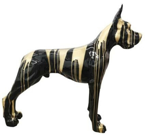Casa Padrino Designer Dekofigur Hund Deutsche Dogge Schwarz / Gold 125 x H. 110 cm - Lebensgro�e Deko Skulptur - Wetterbest�ndige Tierfigur