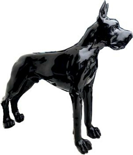 Casa Padrino Designer Dekofigur Hund Deutsche Dogge Schwarz 125 x H. 110 cm - Lebensgro�e Deko Skulptur - Wetterbest�ndige Tierfigur