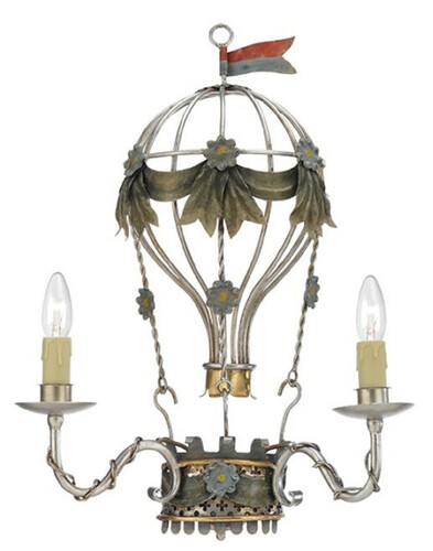 Casa Padrino Luxus Jugendstil Wandleuchte Hei�luftballon Silber / Mehrfarbig 37 x 15 x H. 50 cm - Barock & Jugendstil Wohnzimmer Wandleuchten