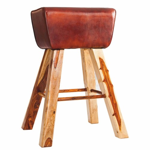 Casa Padrino Designer Echtleder  Barstuhl Braun - Barhocker - M�bel Restaurant Hotel