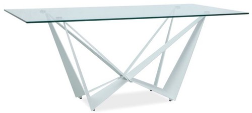 Casa Padrino Designer Esstisch mit geh�rteter Glasplatte Wei� 180 x 90 x H. 76 cm - Luxus Esszimmer M�bel