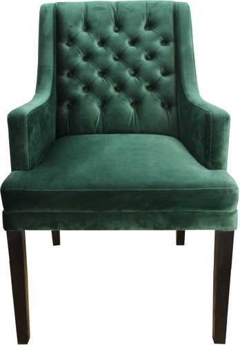 Casa Padrino Designer Esszimmer Stuhl mit Armlehnen Gr�n / Schwarz- Hoteleinrichtung - Buchenholz - Chesterfield Design