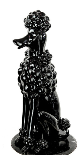 Casa Padrino Dekofigur Pudel Hund Schwarz H. 63 cm - Wetterbest�ndige Deko Skulptur - Wohnzimmer Deko - Garten Deko - Terrassen Deko