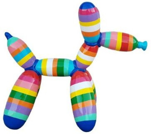 Casa Padrino Designer Deko Skulptur Ballon Hund Mehrfarbig Gestreift 62 x H. 57 cm - Dekorative Tierfigur - Wetterbest�ndige Dekofigur