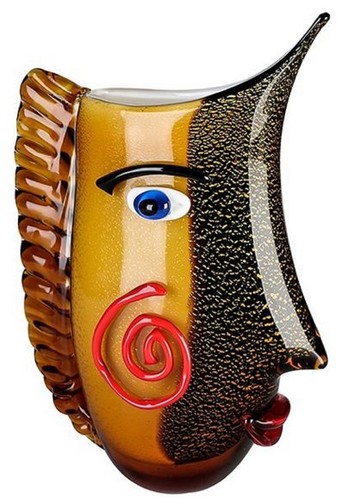 Casa Padrino Designer Glasvase Mehrfarbig 21 x 10 x H. 31 cm - Dekovase - Blumenvase Vase