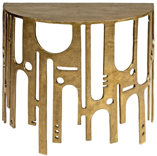 Casa Padrino Designer Aluminium Konsole Bronzefarben 90 x 45 x H. 75 - Halbrunder Konsolentisch - Wohnzimmer M�bel - Luxus Kollektion