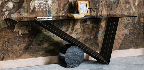 Casa Padrino Designer Konsole Dunkelbraun / Schwarz - Verschiedene Tischgr��en - Konsolentisch mit Glasplatte - Moderne Wohnzimmer M�bel - Luxus Kollektion