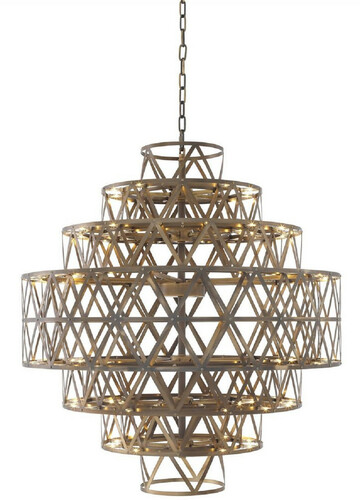 Casa Padrino Luxus LED Kronleuchter Antik Messing  82 x H. 88,5 cm - Runder Edelstahl Kronleuchter - Luxus Qualit�t