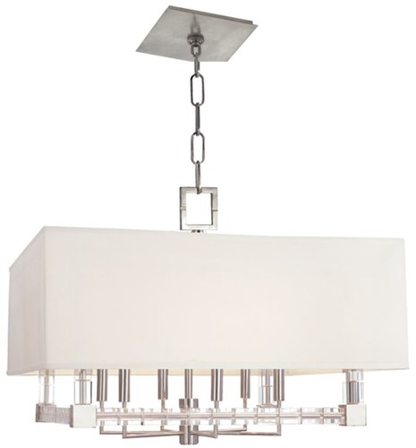 Casa Padrino Designer Kronleuchter Silber / Antik Messing / Wei� 66 x 66 x H. 48 cm - Moderner Luxus Kristallglas Kronleuchter mit Lampenschirm aus Kunstseide