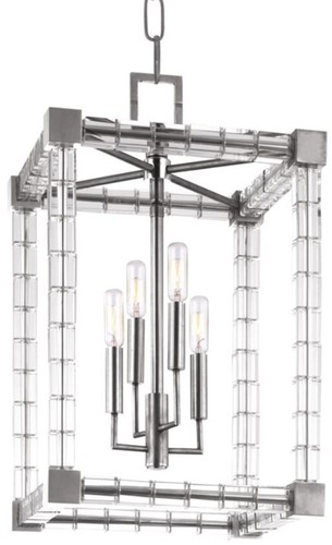 Casa Padrino Designer Kronleuchter Silber 34,5 x 34,5 x H. 56 cm - Moderner Luxus Kristallglas Kronleuchter