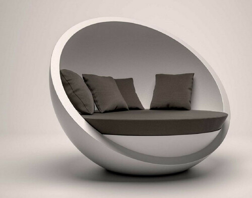 Casa Padrino Designer Liegeinsel Matt Wei� / Dunkelgrau 140 x 130 x H. 122 cm - Wetterbest�ndiger Sonneninsel - Garten Terrassen Hotel M�bel - Luxus Qualit�t