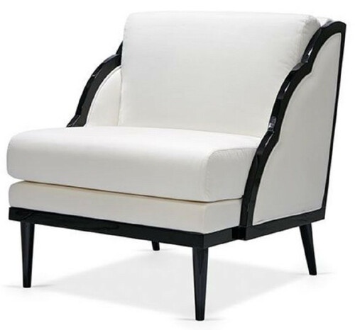 Casa Padrino Luxus Art Deco Samt Sessel Wei� / Schwarz 79 x 99 x H. 92 cm - Hotel Lounge Sessel - Hotel M�bel - Luxus M�bel - Luxus Qualit�t