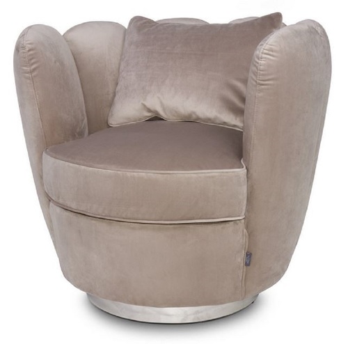 Casa Padrino Designer Samt Sessel Champagnerfarben 85 x 77 x H. 75 cm - Designer Wohnzimmer M�bel - Luxus Kollektion