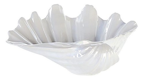 Casa Padrino Designer Schale Muschel Keramik mit hochwertiger Perlmutt Glasur 45 x 26 x H12 cm  - Edle Dekoration