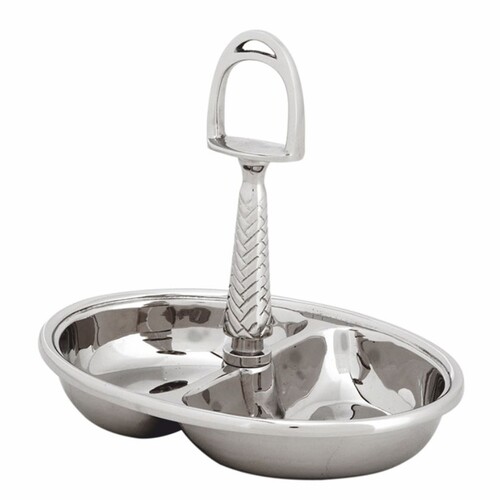 Casa Padrino Luxus Nussschale / Servierschale mit Tragegriff Silber H. 20 cm - Gastronomie Accessoires