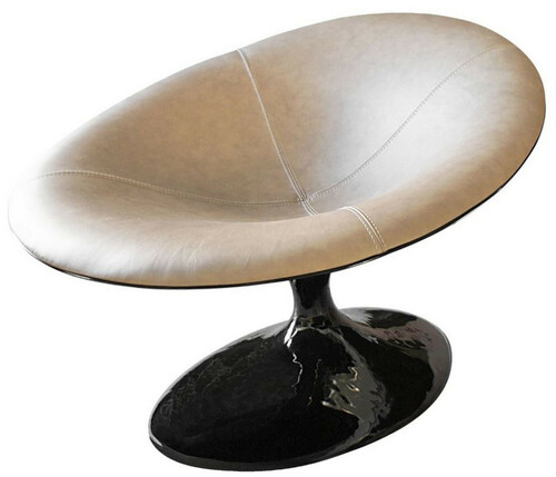 Casa Padrino Designer Sessel Hochglanz Schwarz / Beige 86 x 110 x H. 70 cm - Wohnzimmer Sessel - Hotel Sessel - Designer M�bel - Luxus Qualit�t