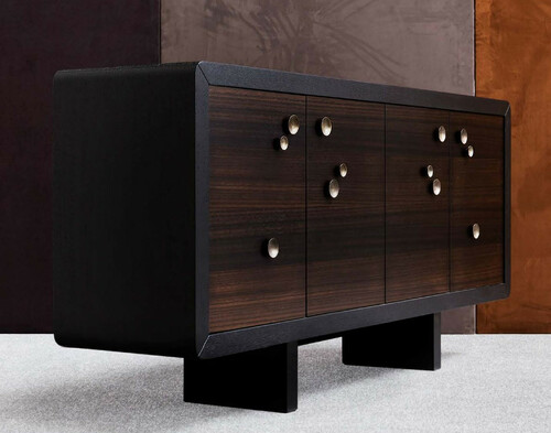 Casa Padrino Luxus Sideboard Schwarz / Dunkelbraun 191 x 46 x H. 91 cm - Massivholz Schrank mit 4 T�ren - Wohnzimmer M�bel - Hotel M�bel - Luxus Kollektion
