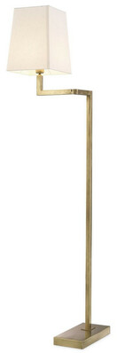 Casa Padrino Luxus Stehleuchte Vintage Messingfarben / Wei� H. 172,5 cm - Edle Stehlampe mit Schwenkarm und Lampenschirm - Luxus Qualit�t