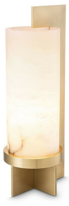 Casa Padrino Designer Tischleuchte Antik Messing / Alabaster 19 x 15 x H. 45 cm - Moderne Tischlampe mit Alabaster Lampenschirm - Luxus Kollektion