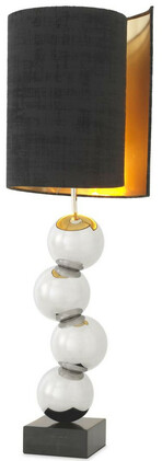 Casa Padrino Designer Tischleuchte Silber / Schwarz  32 x H. 100 cm - Moderne Schreibtischleuchte mit Marmorsockel - Luxus Kollektion