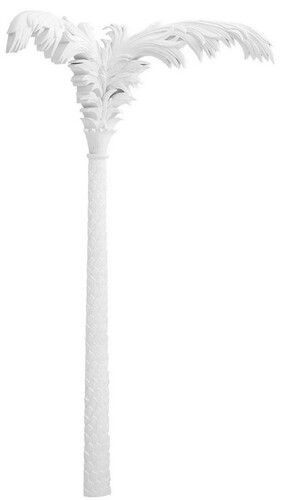 Casa Padrino Luxus Wanddeko Palme Mattwei� 206 x H. 260 cm - Kunstharz Palme - Luxus Deko Accessoires