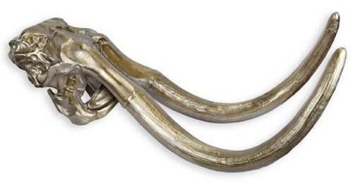 Casa Padrino Luxus Wanddeko Mammut Geweih Silber 92,3 x 39,5 x H. 39,5 cm - Aluminium Deko Geweih - Wohnzimmer Wanddeko - Aluminium Wanddeko