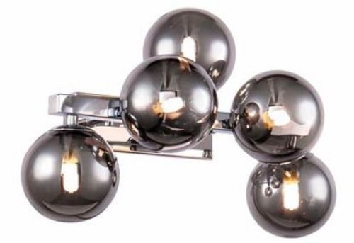 Casa Padrino Designer Wandleuchte Silber / Grau 38 x 23 x H. 24 cm - Wohnzimmer Leuchte mit kugelf�rmigen Lampenschirmen