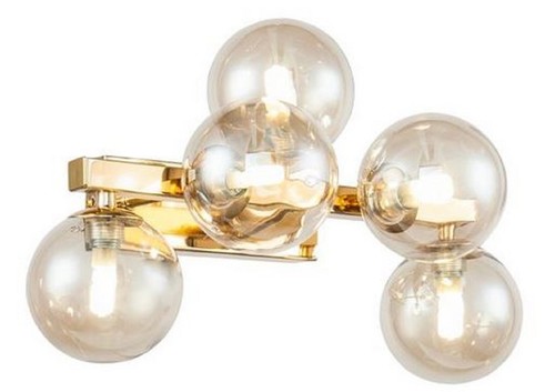 Casa Padrino Designer Wandleuchte Gold / Bernsteinfarben 38 x 23 x H. 24 cm - Wohnzimmer Leuchte mit kugelf�rmigen Lampenschirmen