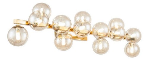 Casa Padrino Designer Wandleuchte Gold / Bernsteinfarben 95 x 23 x H. 24 cm - Moderne Wandlampe mit kugelf�rmigen Lampenschirmen