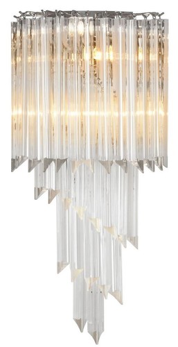 Casa Padrino Luxus Glas Wandleuchte Silber / klares Glas 30 x 14,5 x H. 64,5 cm - Wohnzimmer Leuchte - Luxus Qualit�t