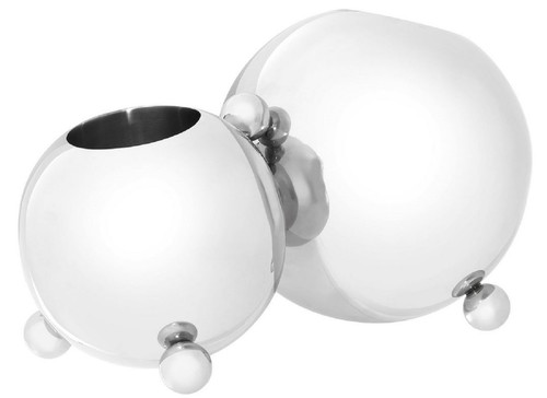 Casa Padrino Designer Edelstahl Flaschenhalter Silber 45 x 25,5 x H. 25,5 cm - Flaschenhalter f�r 2 Flaschen - Luxus Accessoires