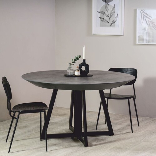 Casa Padrino Esstisch Grau / Schwarz 138-314 cm - Runder Ausziehbarer K�chentisch