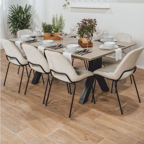 Casa Padrino Esstisch Beige / Schwarz 180-468 cm - Rechteckiger Ausziehbarer K�chentisch