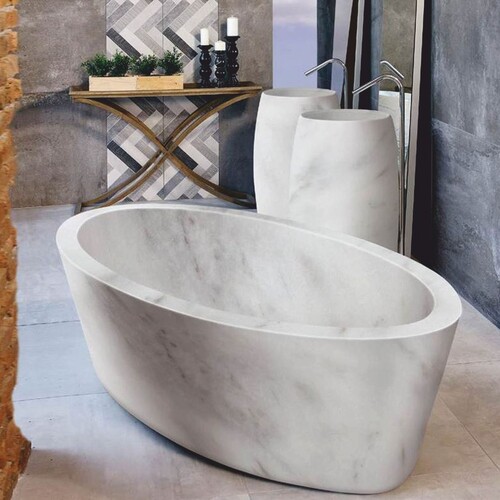 Casa Padrino Freistehende Luxus Marmor Badewanne Wei� 190 cm - Badezimmer Interior