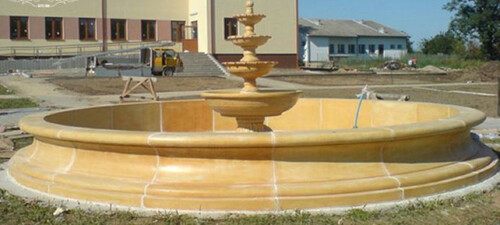 Casa Padrino Barock Springbrunnen Umrandung Beige  700 x H. 70 cm - Runde Gartenbrunnen Umrandung - Brunnen Umrandung - Prunkvolle Gartendeko im Barockstil