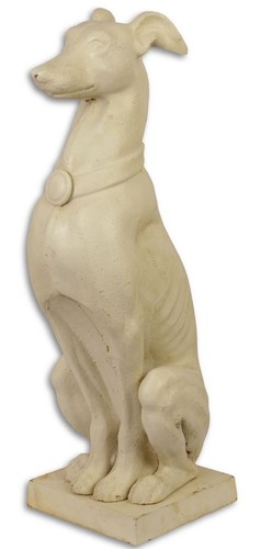 Casa Padrino Gartendeko Skulptur Hund Antik Cremefarben 20,5 x 26 x H. 65,9 cm - Gusseisen Dekofigur
