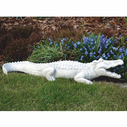 Casa Padrino Garten Deko Skulptur Krokodil Wei� 110 cm - Garten Figur