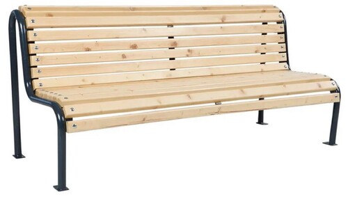 Casa Padrino Gartenbank Naturfarben / Schwarz 188 cm