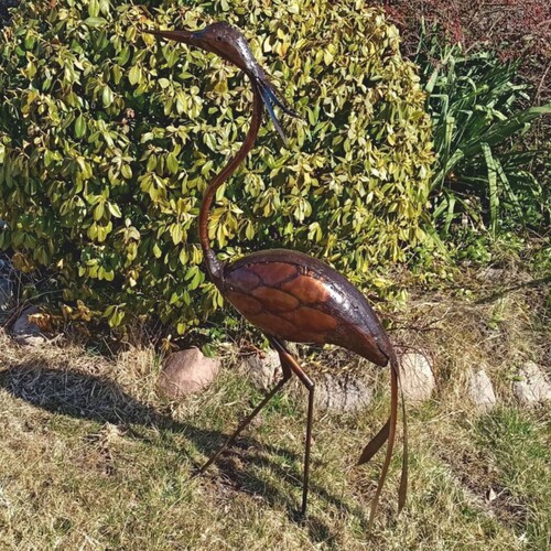 Casa Padrino Garten Deko Metall Skulptur Reiher Bronze H. 110 cm - Garten Figur