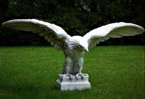 Casa Padrino Gartendeko Skulptur Adler Grau 180 x 70 x H. 92 cm - Gro�e Garten Deko Stein Figur - Garten Stein Skulpturen - Garten Deko Accessoires
