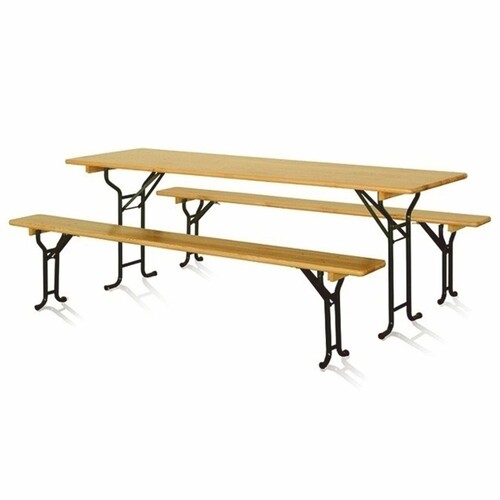 Casa Padrino Gartengarnitur Naturfarben / Schwarz 220 cm - Biergarten M�bel