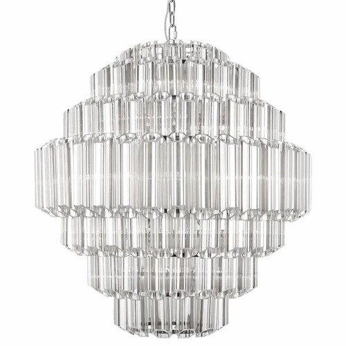 Casa Padrino Glas Kronleuchter Silber  80 x H. 93 cm - Runder Kronleuchter