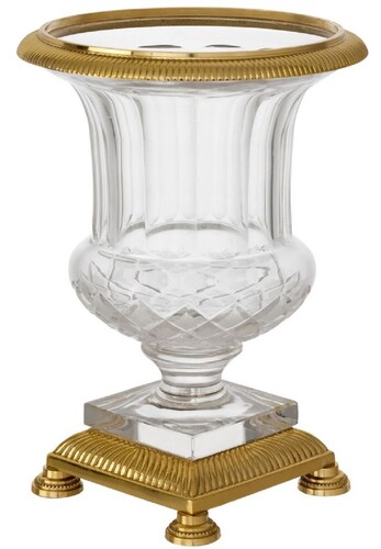 Casa Padrino Barock Glasvase Messing  18 x H. 24 cm - Prunkvolle Blumenvase im Barockstil - Luxus Qualit�t