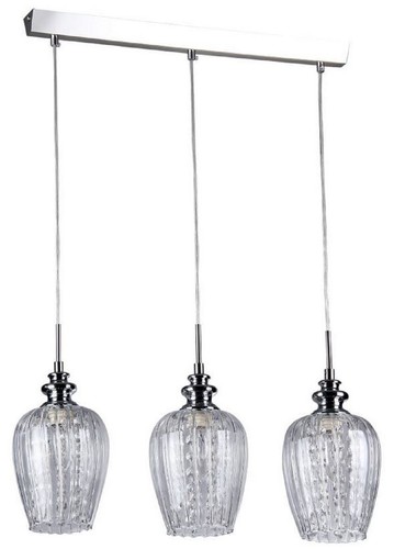 Casa Padrino 3er H�ngeleuchte Silber 70 x H. 100 cm - H�ngelampe mit feinsten Kristall Beh�ngen