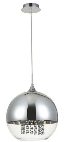 Casa Padrino H�ngeleuchte Silber  30 x H. 28 cm - H�ngelampe mit rundem Lampenschirm und feinsten Kristall Beh�ngen