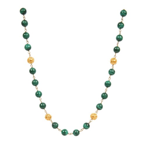 Casa Padrino Halskette Contas de Viana aus 19,2Kt Gold mit Malachit